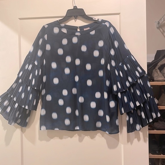 Chico's Tops - Chicos silk and rayon polka dot blouse with ruffled sleeve and lightweight